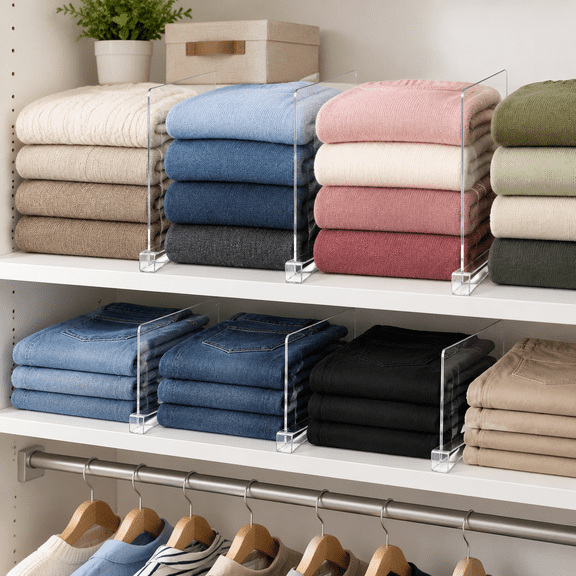 12 Pack Clear Closet Shelf Dividers for Bedroom Kitchen Office Bathroom