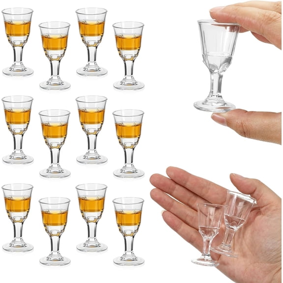 12 Pack Clear Cordial Glasses with Base, 0.4 OZ Mini Shot Glasses Small Brandy Snifter Round Glass Snifters, Tequila Shot Glass for Tasting Wine, Tequila, Whiskey, Spirits