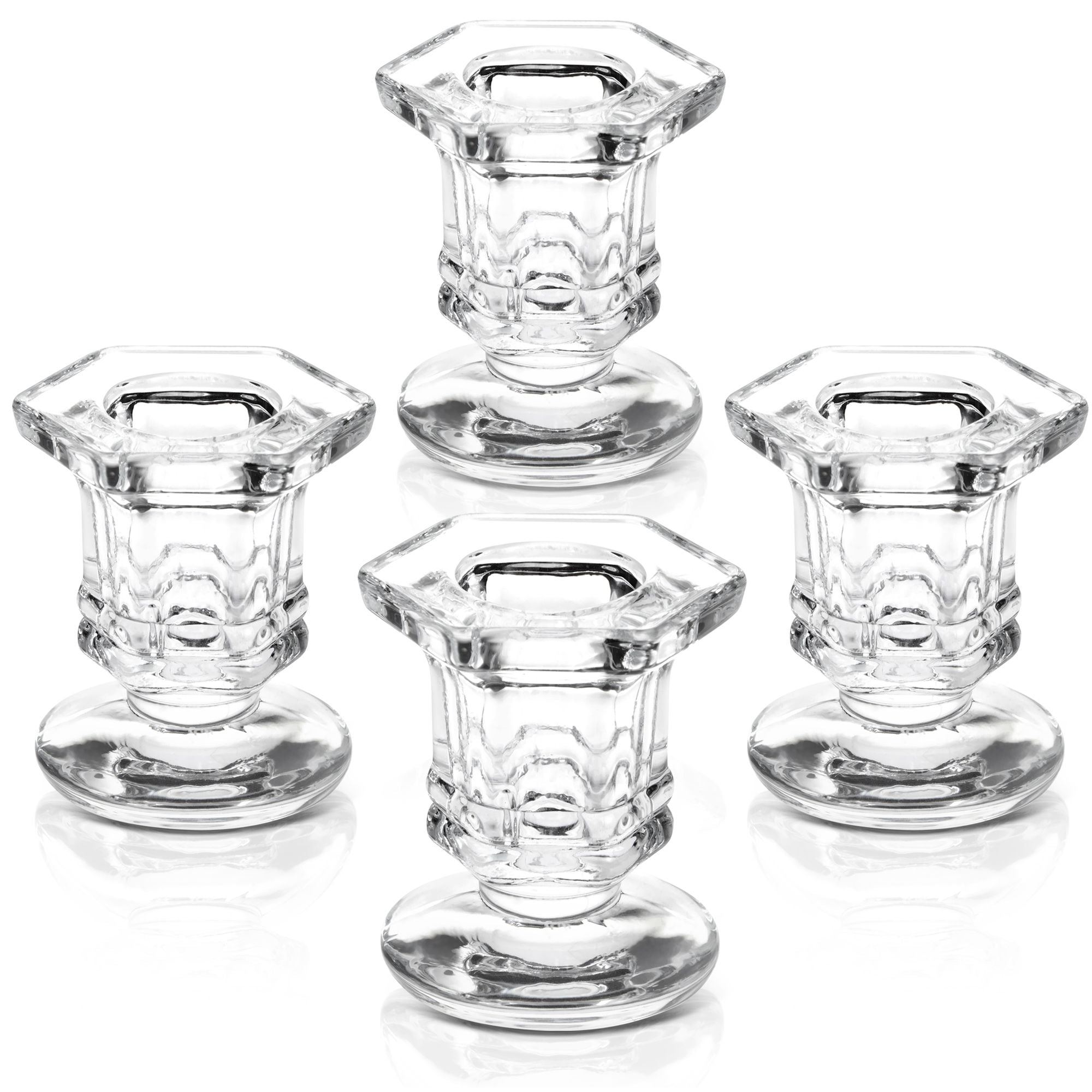 12 Pack Clear Glass Candle Holders for Candlesticks, Taper Candles
