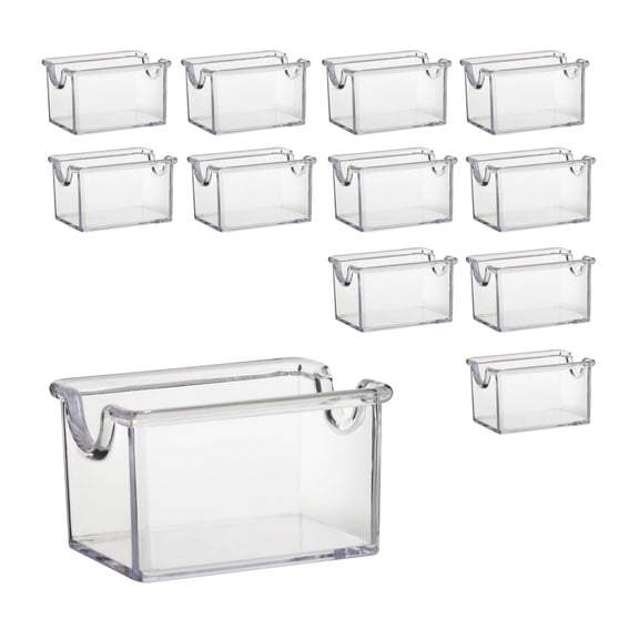 12 Pack Clear Hangable Plastic Storage Caddy, Sugar Packet Tea Bag Creamer Packet Organizer Bin for Countertop Coffee Station Pantry Storage