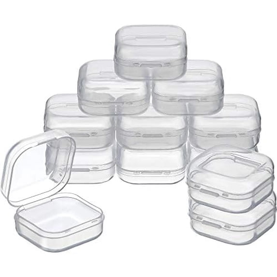 12 Pack Clear Plastic Beads Storage Containers Box with Hinged Lid for ...