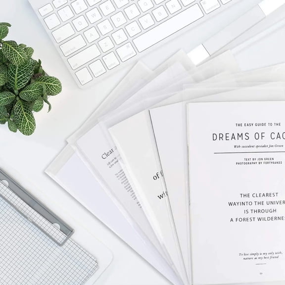 12 Pack Clear Plastic Folders A5 - Waterproof Snap Closure Envelopes, Back to School Document Organizer for Homework & Class Projects(Clear,13.1x9.3")