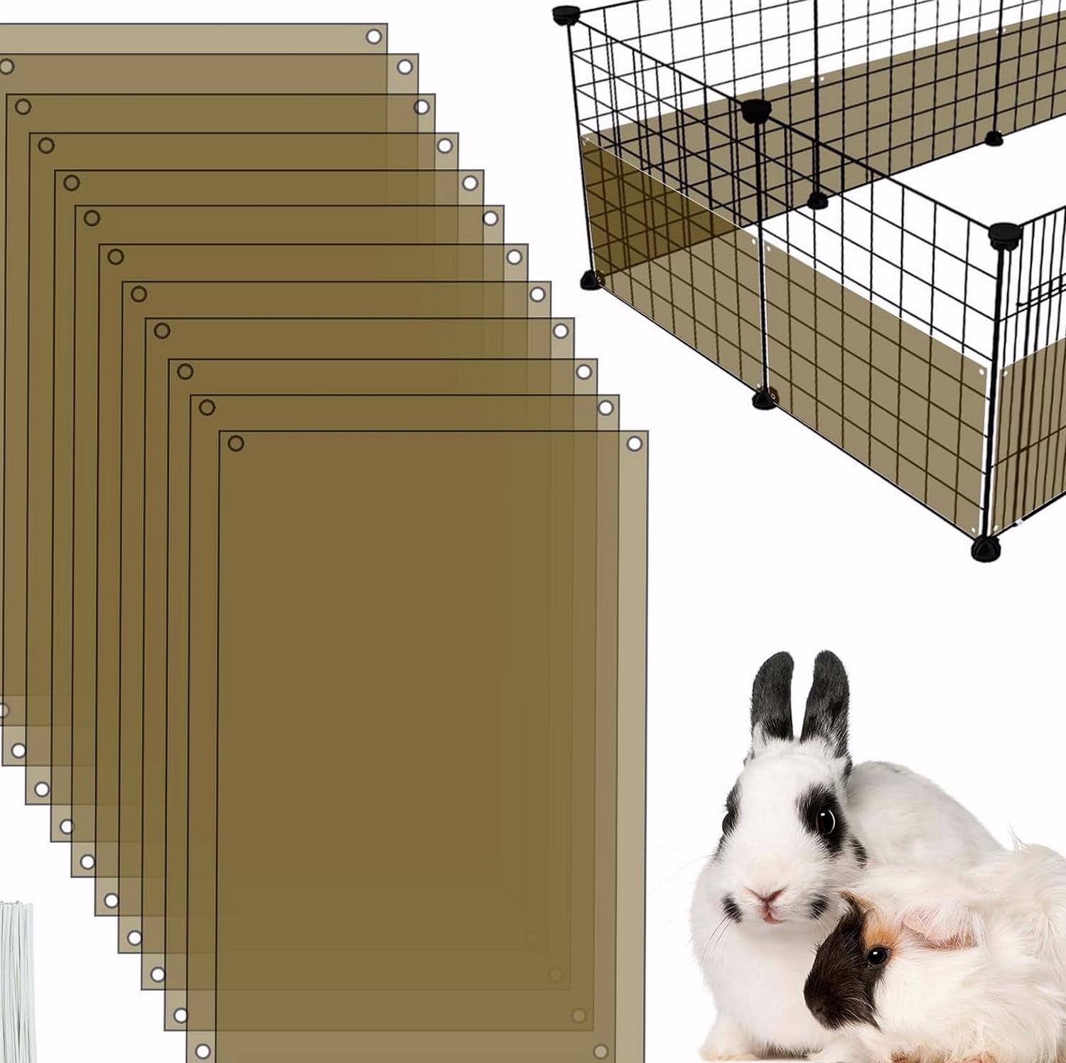 12 Pack Clear Plastic Pet Cage Liner Edge Guard 11.8 x 8 Inch Scatter ...