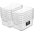 12 Pack Clear Plastic Storage Bins Pantry Organizers Multi-Use Kitchen ...