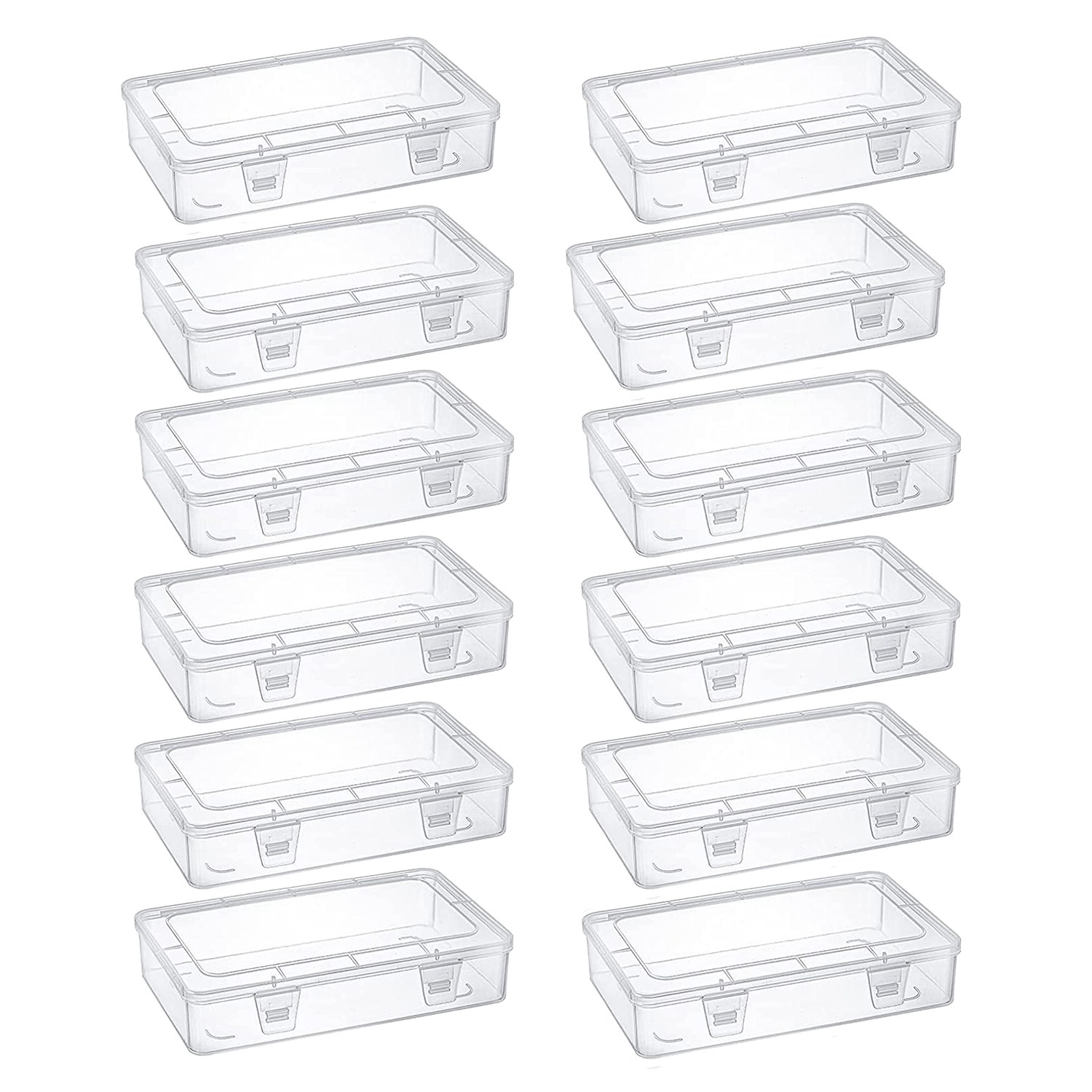 12Pack Clear Plastic Storage Containers, 8 x 5 x 1.75 Inch Empty