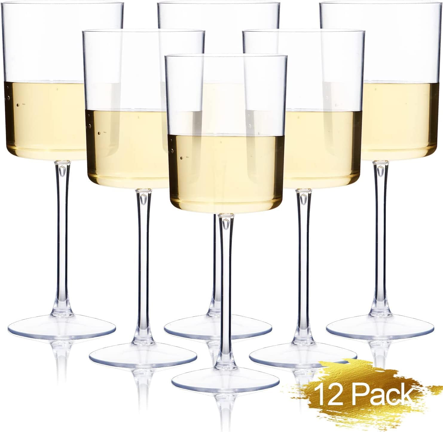 12 Pack Clear Plastic Wine Glasses 10 Oz Disposable Wine Glasses with