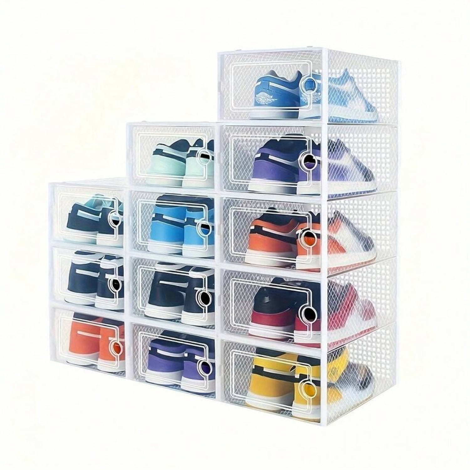 12 Pack Clear Shoe Organizer Boxes - Stackable Shoe Storage - Walmart.com
