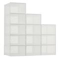 thumbnail image 1 of 12 Pack Clear Stackable Shoe Boxes, Foldable Plastic Shoe Storage Organizer with Lid, Interlocking Shoe Rack for Closet, Space Saving Shoe Containers, 13.2"x9.25"x5.71", White, 1 of 8