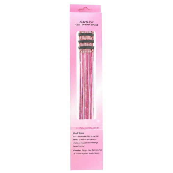 12 Pack Clip-in Hair Extensions for Women, 20 Inch Rainbow Glitter Hair with Metal Clips for Parties, Concerts, Raves, Seamless Clip Ins, Colorful Synthetic Hair Accessories