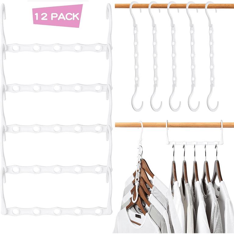 12-Pack-Closet-Organizers-and-Storage,Closet-Organizer-Hanger for Heavy  Clothes,Sturdy Closet-Organization-and-Storage-Hangers-Space-Saving for  Wardrobe,Dorm-Room-Essentials for College Students Girls 