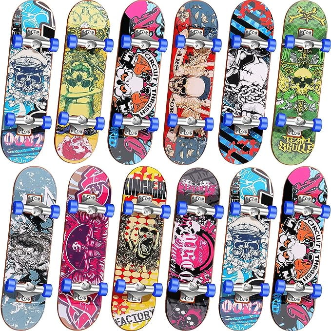 12 Pack Collectible Fingerboards Finger Skateboards Toy Mini