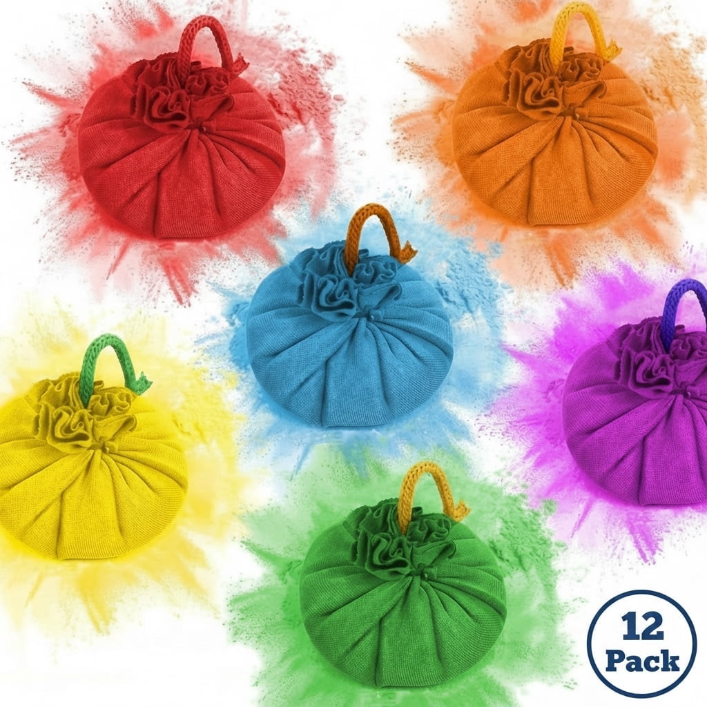 Powder Bomb 12-Pack Color Run Powder Balls, 6 Colors Reusable Color Powder Bombs ...