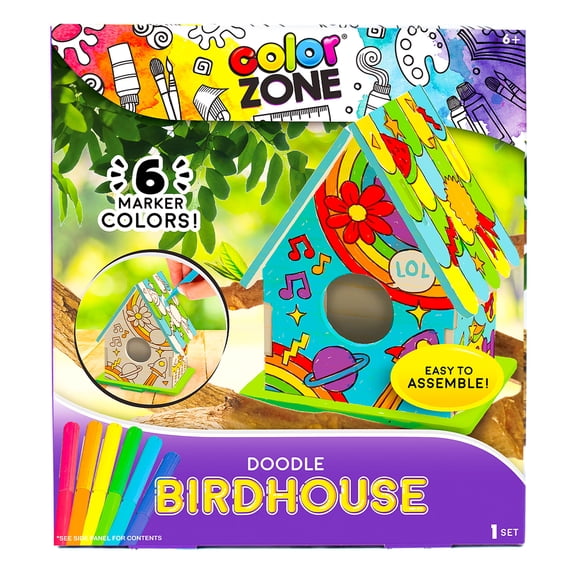 Color Zone Doodle Birdhouse Kit, 12 Pack