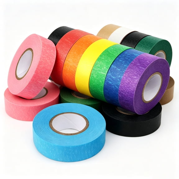 12 Pack Colored Masking Tape, 0.98 Inch x 10.94 Yards (10m) Colorful Painters Tape for Crafts, Labeling, Classroom, DIY Projects & Party Decor, Assorted Colors, Easy Tear & No Residue