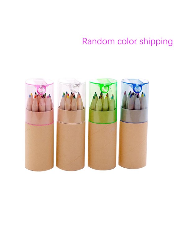12 Pack Colored Pencils with Built-in Sharpener in Tube Cap, Vibrant Color Presharpened Pencils for Soft Core Art Drawing for Coloring, Sketching, and Painting,Random Color,11x3.5cm,Colored
