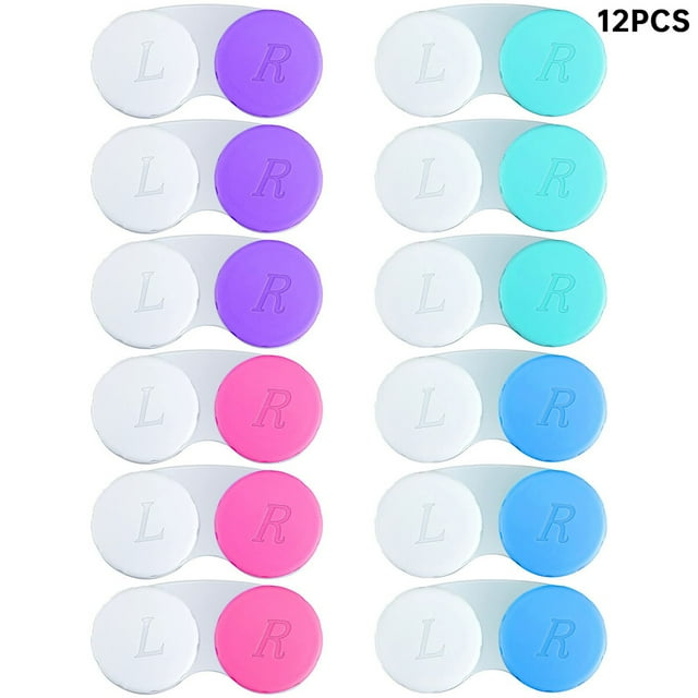 12 Pack Colorful Contact Lens Case Contact Saline Solution Box Holder Clear Care Container Soak