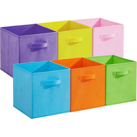 12-Pack Colorful Fabric Storage Bins Foldable Organizer Boxes with Handles for Closet Bedroom Office Dorm