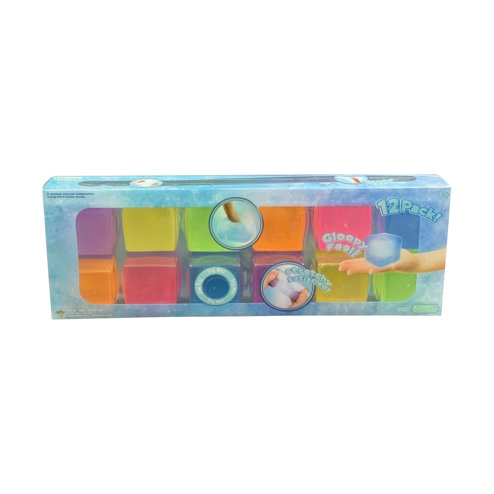 12 Pack Colorful Ice Cube Squishy Toys, Stretchy Gloopy Stress Relief Fidget Cubes for Anxiety Relief