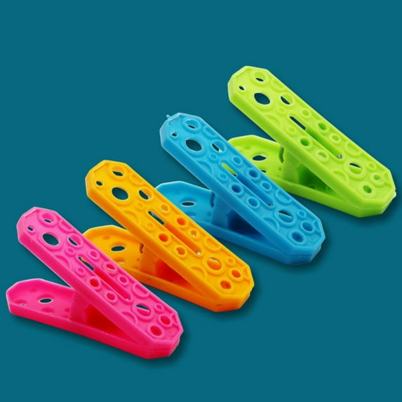 12-Pack Colorful Non-Slip Clothespins with Storage - Practical Plastic Clips for Drying Clothes Securely on The Line