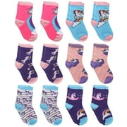 FALARI 12-Pack Colorful Unicorn Pattern Girl Toddler Kids Cotton Crew Socks 80% Cotton 20% Polyester Small 4-6 Years