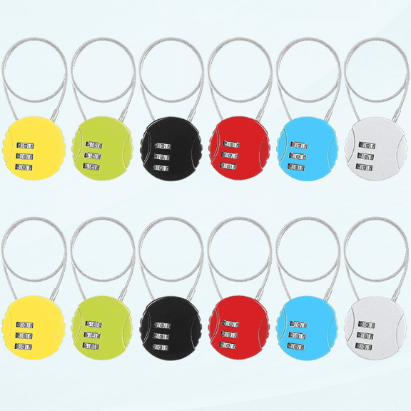 12 Pack Combination Lock 3 Digit Outdoor Waterproof Mini Padlock Wire Rope School Gym Locker Lock Small Luggage Locks Resettable Gate Locks for Outdoor Fence Toolbox Storage Trolley Case, 6 Colors