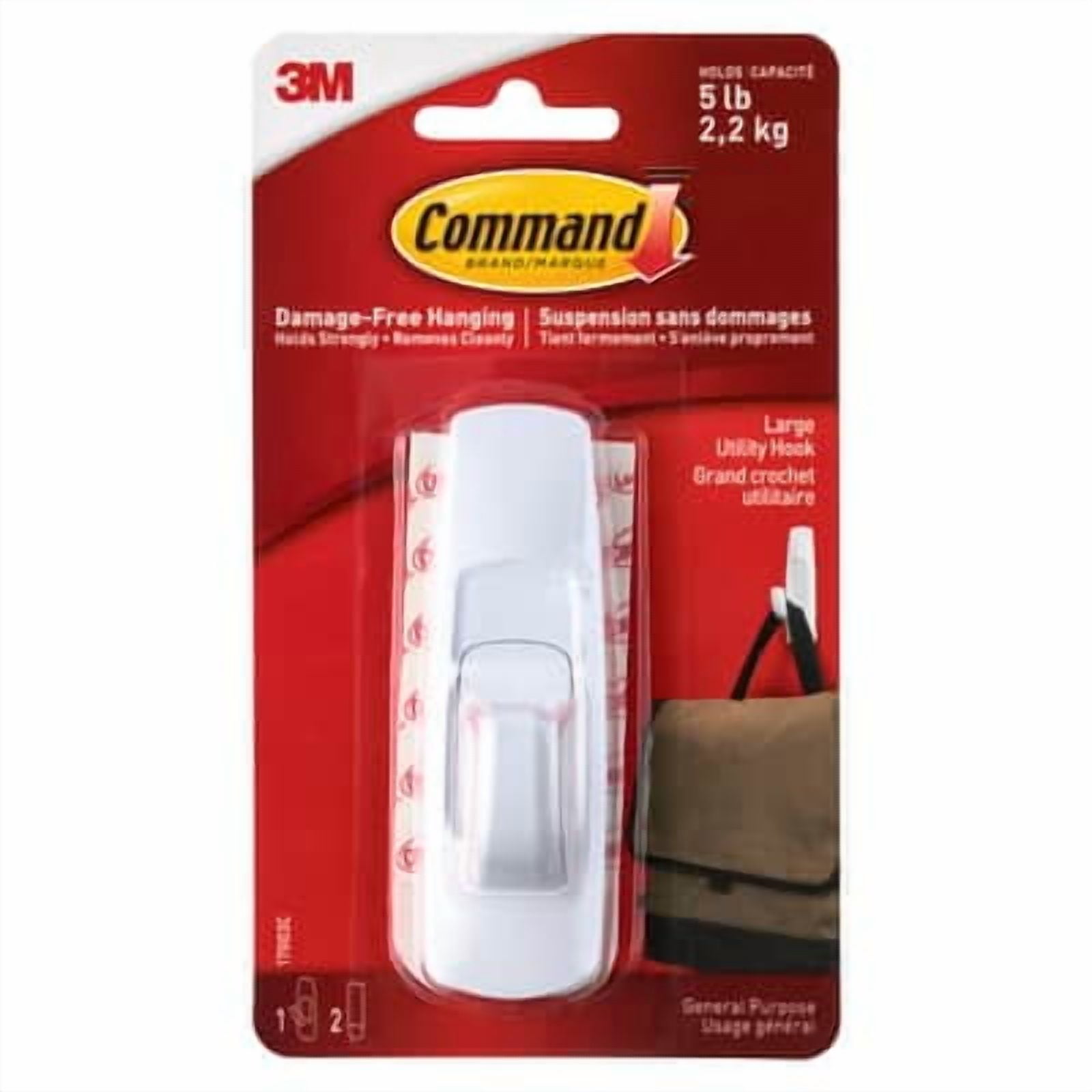 Command Large White Utility Hook, 12 Pack