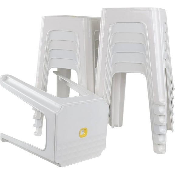 12-Pack Commercial Plastic Stackable Stools, High Stool Chair Plastic, White