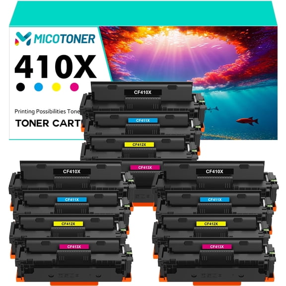 12-Pack Compatible Toner Cartridge for HP CF410X 410X Work with MFP M477fnw M477fdn M477fdw M377dw Pro M452dw M452nw M452dn Printer (3*Black,3*Cyan,3*Magenta,3*Yellow)