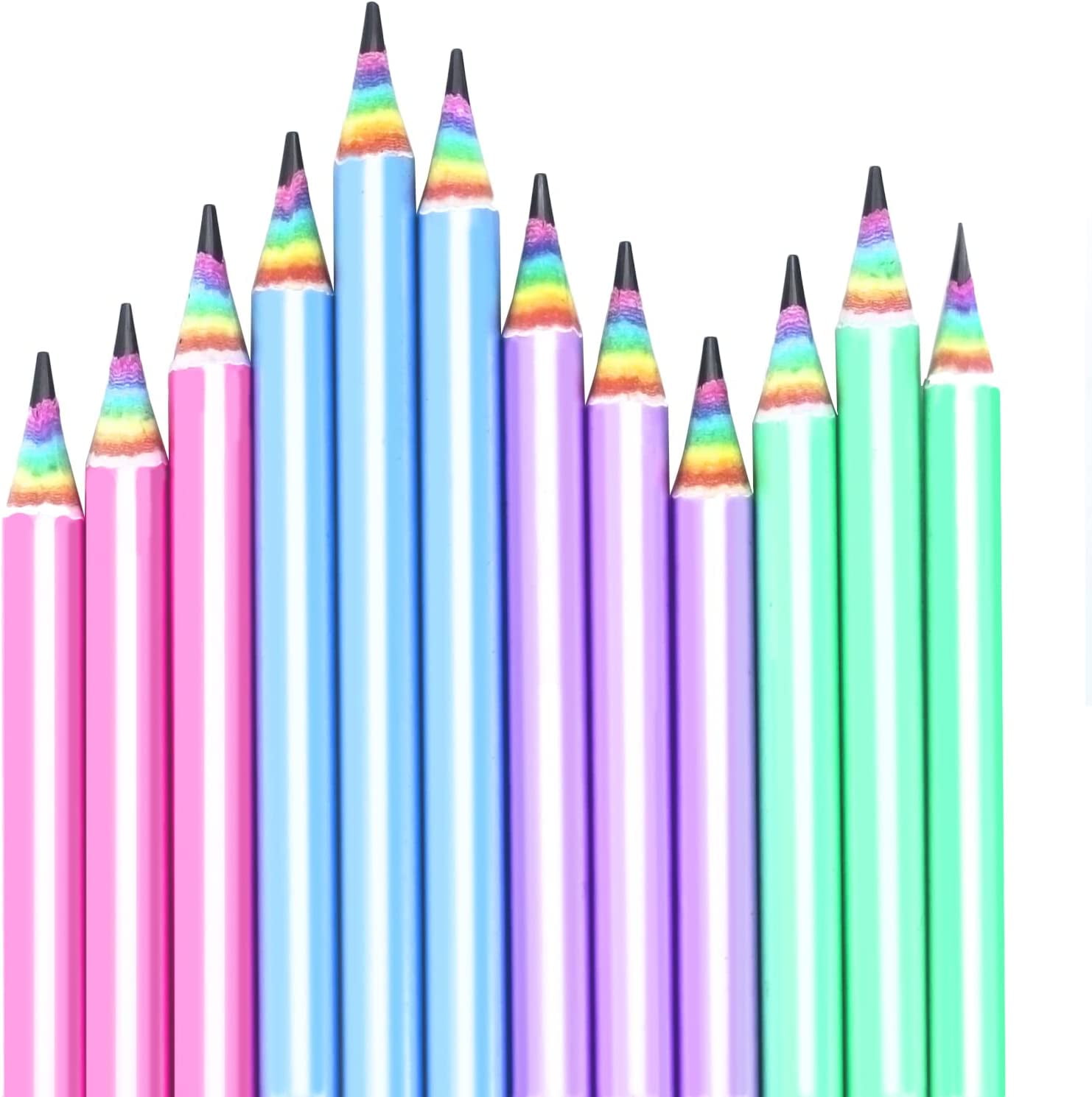 Heldig 12-Pack Eco-friendly Wood & Plastic Free Rainbow Recycled Paper HB  Pencils for School and Office SuppliesB 