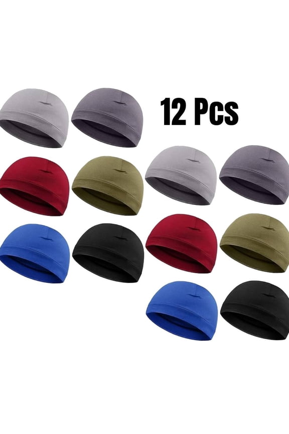 12 Pack Cooling Skull Cap Helmet Liner Sweat Wicking Cycling Running Hat for Men