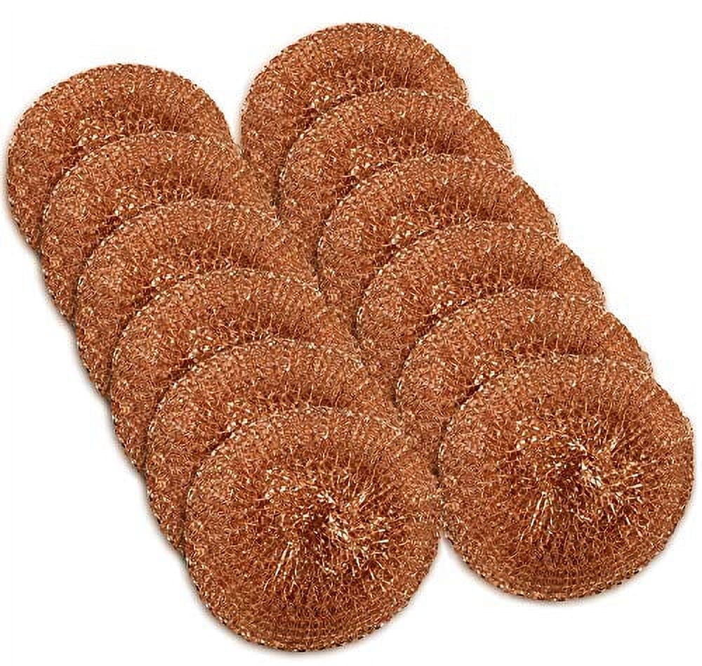 12 Pack Copper Coated Scourers by SCRUBIT - Scrubber Pad Used for Dishes, Pots, Pans, and Ovens. Easy scouring for Tough Kitchen Cleaning.