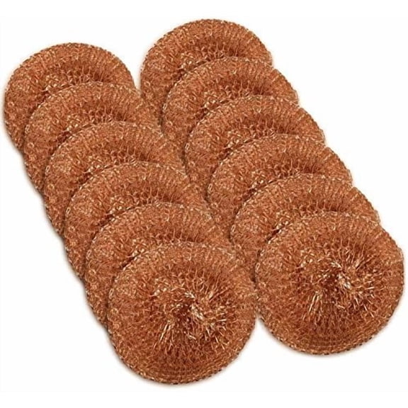 12 Pack Copper Coated Scourers by   Scrubber Pad Used for Dishes, Pots, Pans, and Ovens. Easy scouring for Tough Kitchen Cleaning.