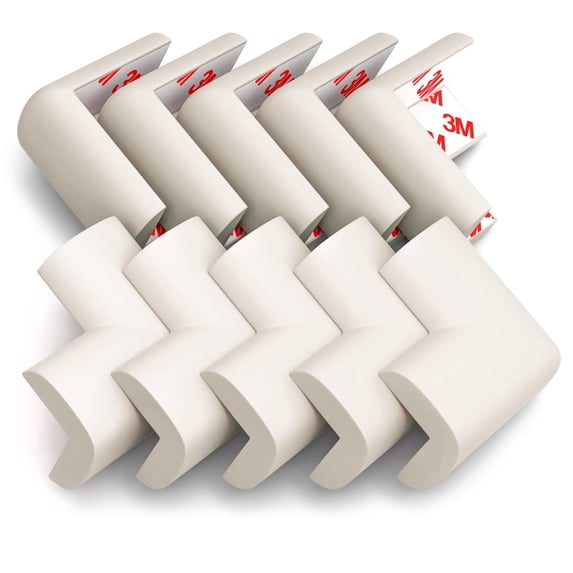 12-Pack Corner Protectors Baby Proof, Furniture Corner and Edge Safety Bumpers, Soft Rubber Foam Cushion Covers, 3M Taped Corner Guards, Baby Child Proofing Pads, Table Corner Protectors, Ivory