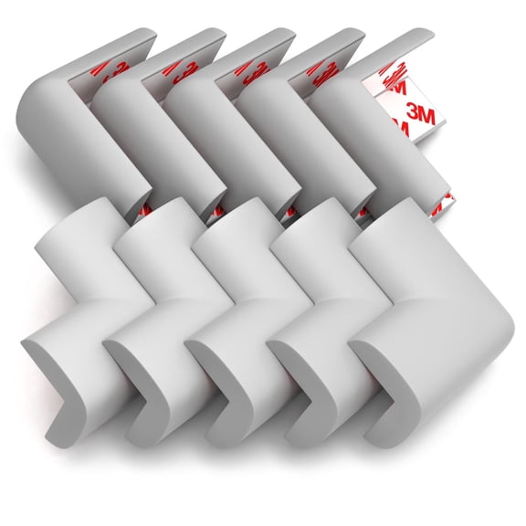 Komfortology Corner Protectors for Baby Proofing, 12 Count Gray Foam Corner Guards with 3M Adhesive for Tables, Desks and Furniture Corners