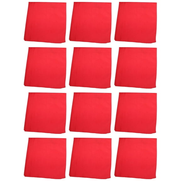 12 Pack Cotton Bandanas in Plain Colors for Crafts, Costumes, Workwear (Red)