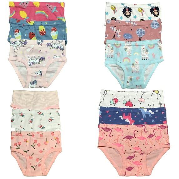 12-Pack Cotton Briefs for Fashion-Forward Toddlers and Little Girls, Sizes 2T-7T - B&Q