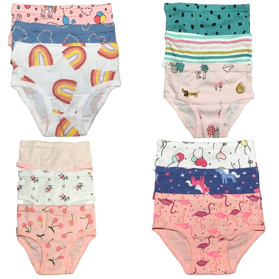 12-Pack Cotton Briefs for Fashionable Toddlers and Little Girls, Sizes 2T-7T - B&Q