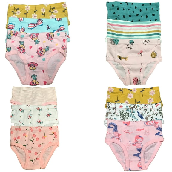 12-Pack Cotton Briefs for Toddlers and Little Girls, Sizes 2T-7T - B&Q