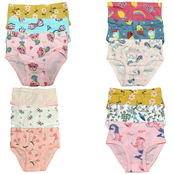 12-Pack Cotton Briefs for Toddlers and Little Girls, Sizes 2T-7T - B&Q
