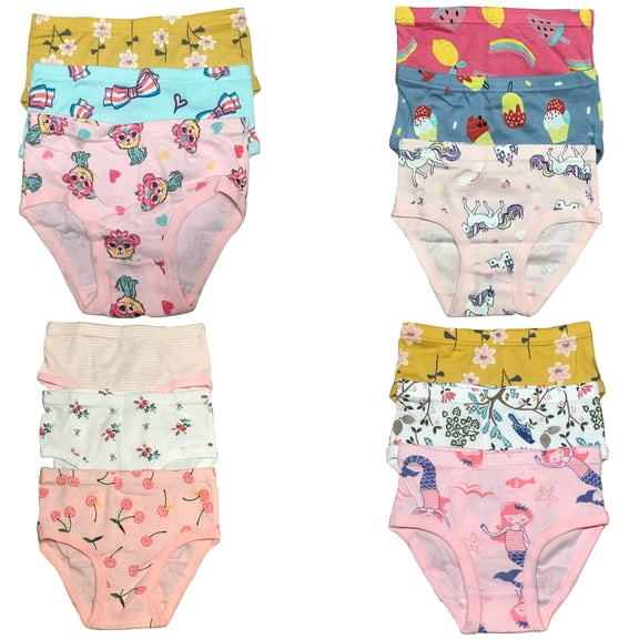 12-Pack Cotton Briefs for Toddlers and Little Girls, Sizes 2T-7T - B&Q