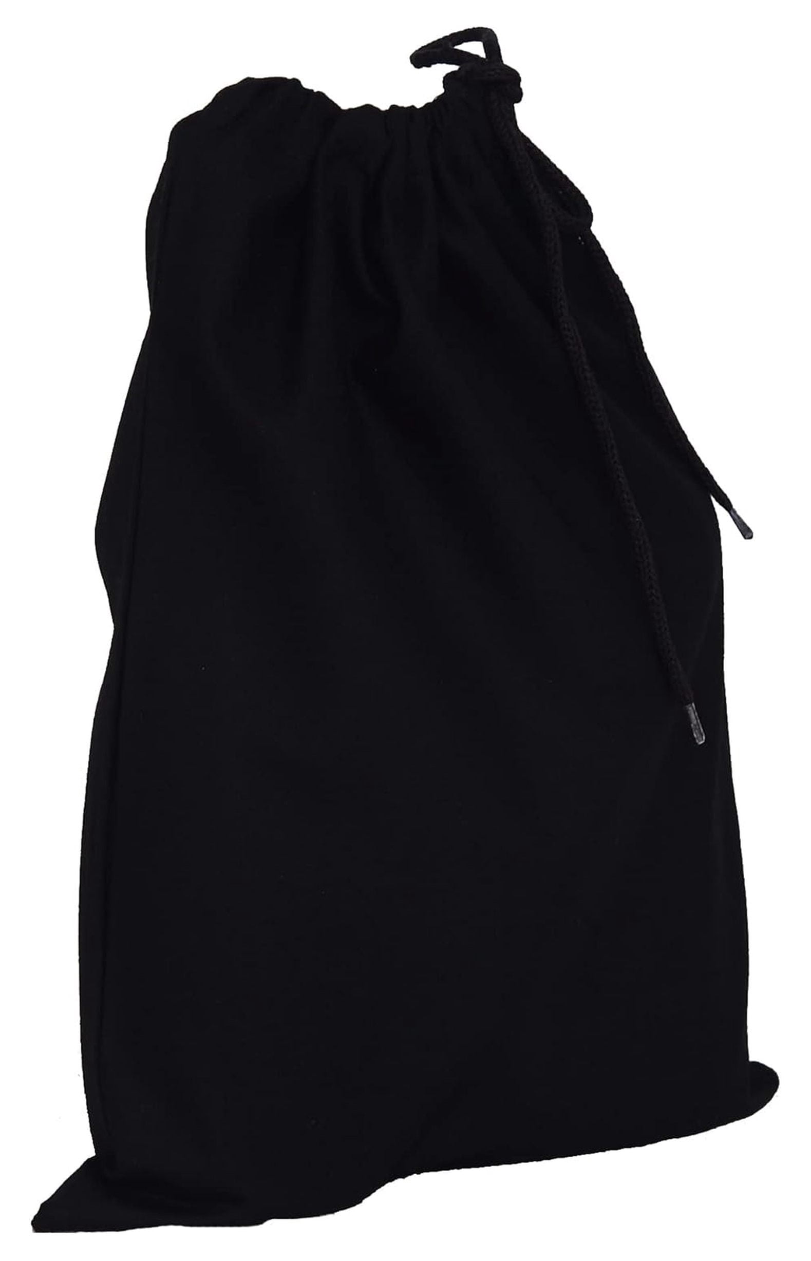 12 Pack Cotton Canvas Drawstring Shoe Storage Travel Bags in Bulk, Wholesale Blank Cotton Draw String Sack Packs (Black)
