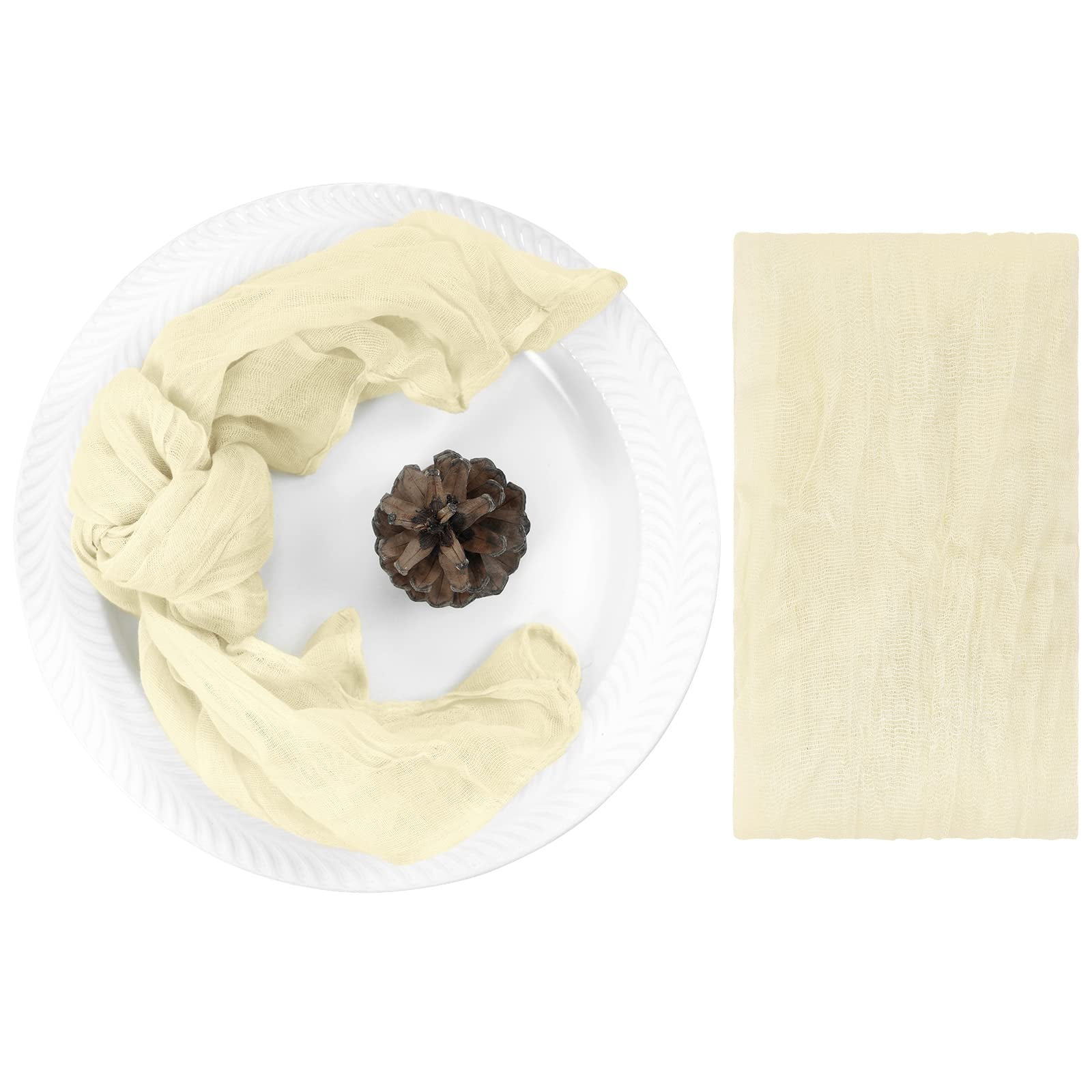 12 Pack Cotton Cheesecloth Gauze Napkins Wrinkled, 20 x 20 inch Hand