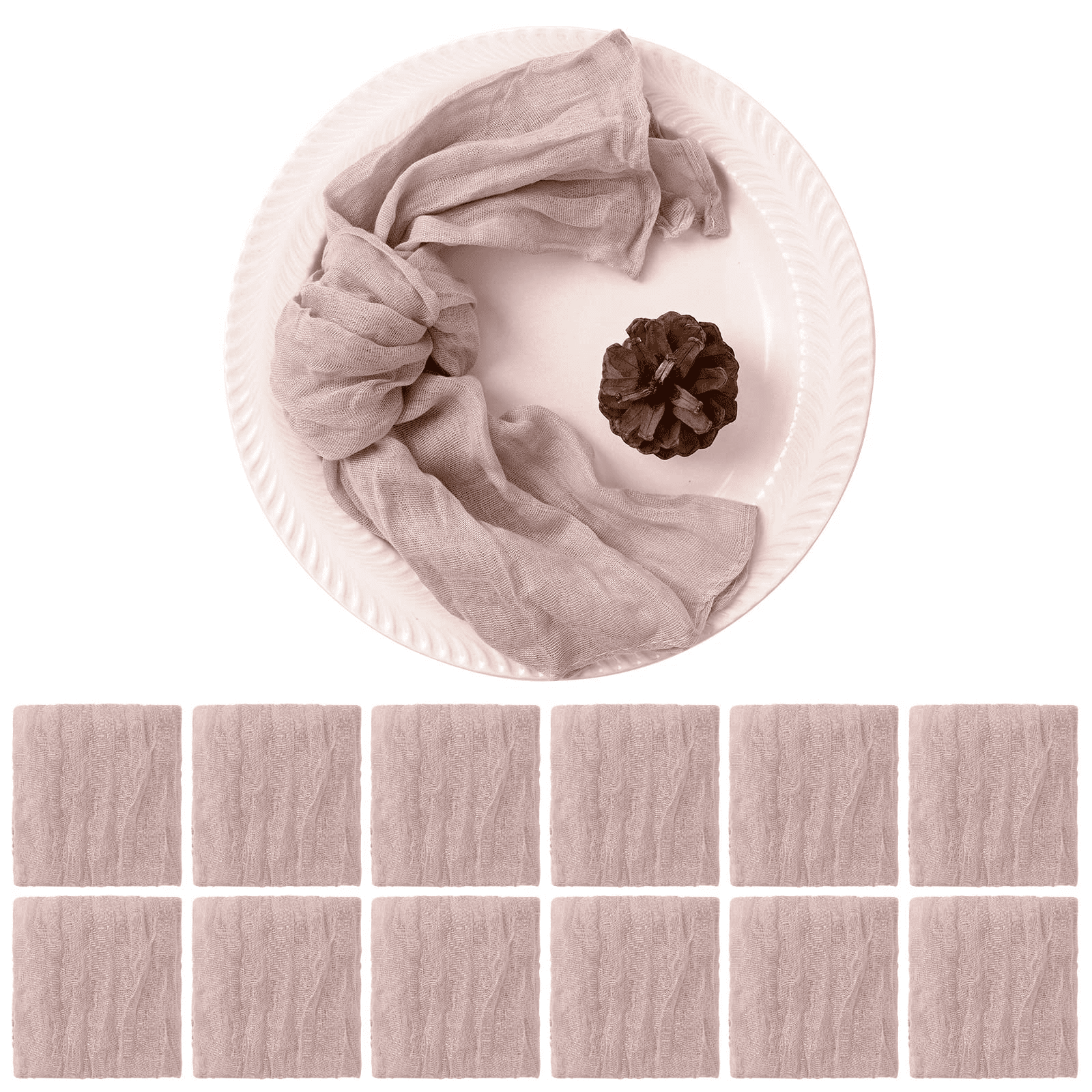 12 Pack Cotton Cheesecloth Gauze Napkins Wrinkled, 20 x 20 inch Hand Dyed 100% Cotton Dinner ...