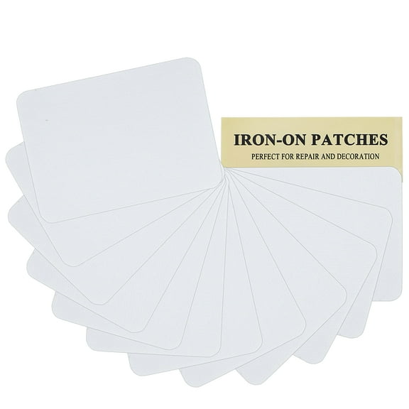12 Pack Cotton Iron On Patches for Clothes Repair, Strong Adhesive Fabric Patches, White Decorating Kit for Jeans Jackets Pants, White
