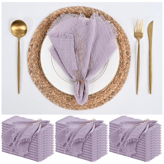 12 Pack Cotton Linen Napkins 16 x 16 Inch Linen Napkins Cloth Handmade with Fringe Soft Cloth Napkins Washable Rustic