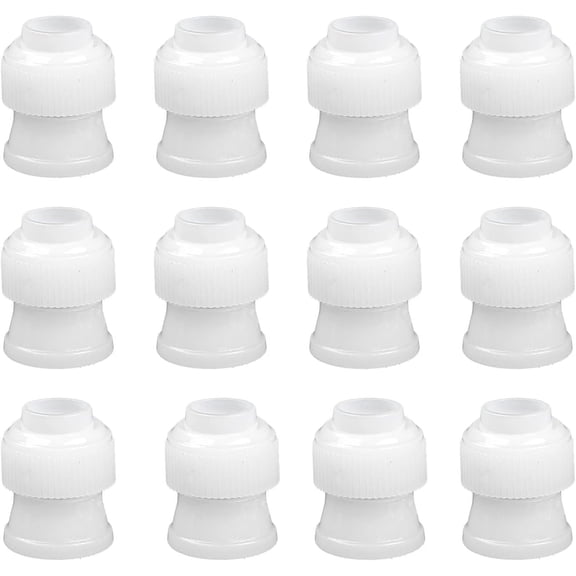 12 Pack Couplers for Piping Bags Plastic Standard Cake Decorating Coupler Pipe Tip Coupler for Icing Nozzles, White (1.2 x 1 Inch)