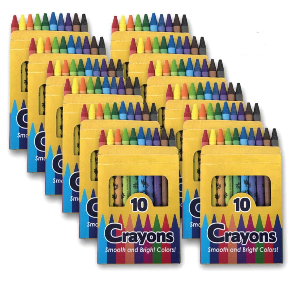 100 Pack of Bulk Wholesale Colored Wax Crayon Boxes Containing 5 Crayons  per Box for Kids, Students, Classrooms and Coloring - 500 Count Colored  Crayons 