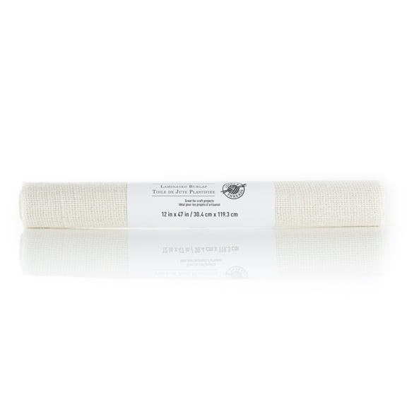 12 Pack: Cream Laminated Burlap Fabric Roll by Loops & Threads
