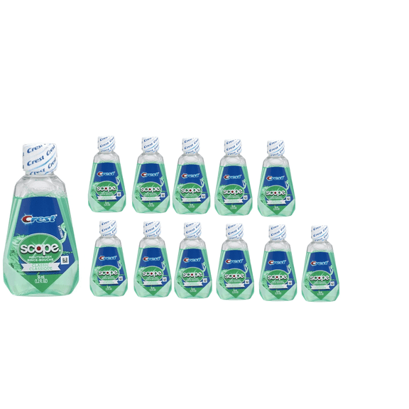 12 Pack, Crest Scope Classic Mouthwash Travel Size 1.2 oz. Original Mint Flavor