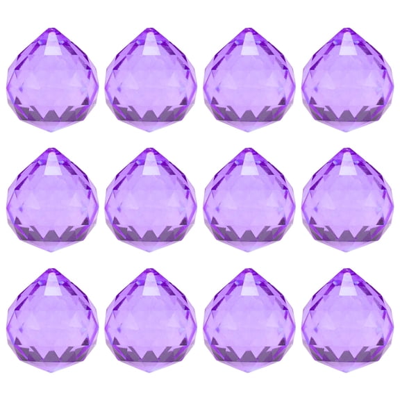 12-Pack Crystal Ball Prisms, 33.5mm/1.32 Inch Hanging Crystals Chandelier Prisms for Home/Windows /Garden/DIY[Purple]